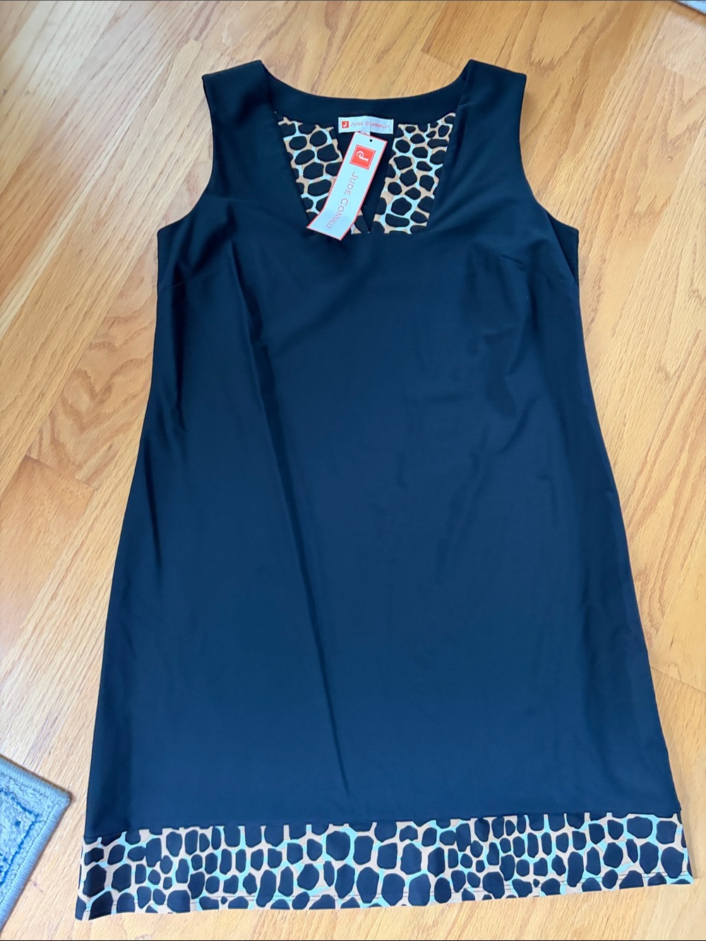 Jude Connally Carissa Dress black cheetah spot Size Medium NWT